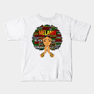 Melanin Words Art Afro Natural Hair Black Queen Kids T-Shirt